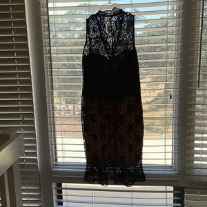 Black lace formal dress with nude lining